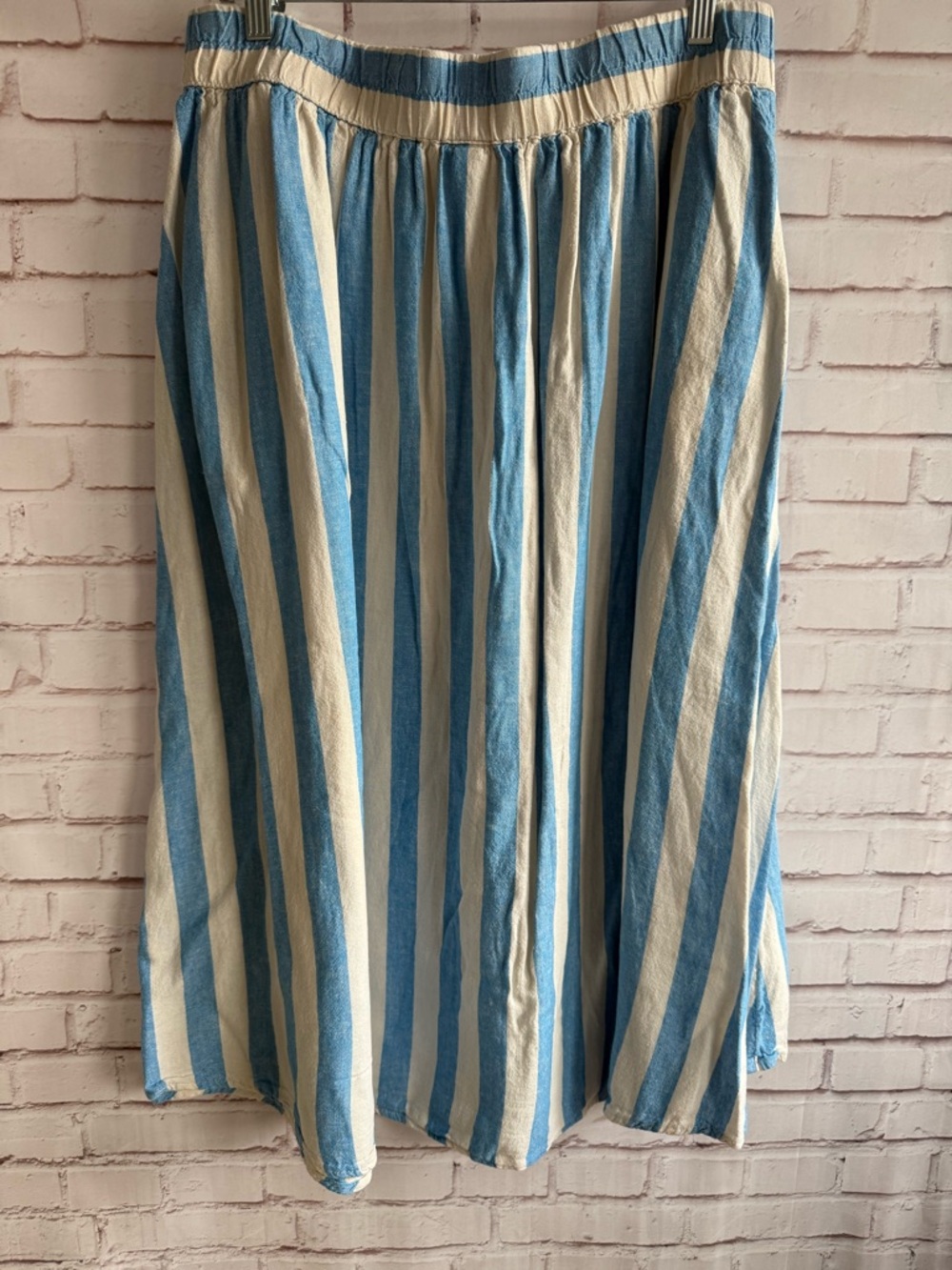 Striped Blue and Cream Midi Skirt and Top